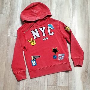 Boys red sweat shirt with hoodie Size 4-5